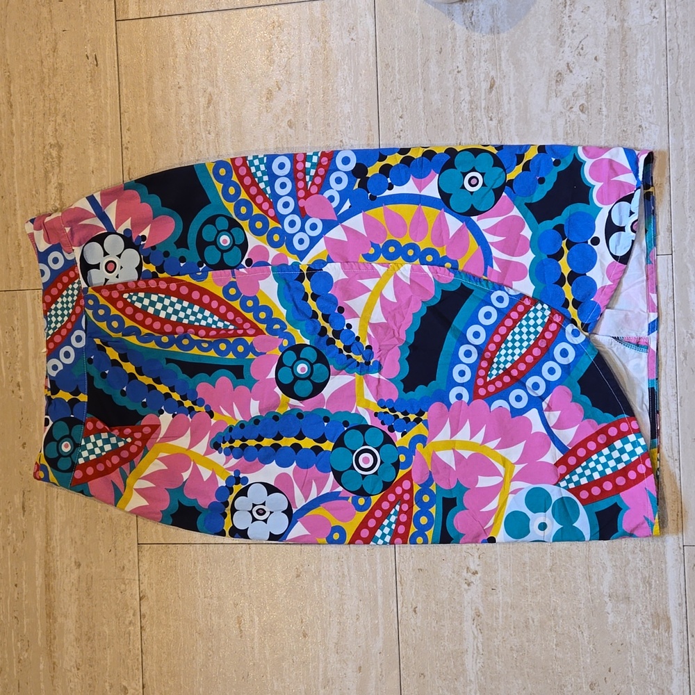 J. Crew Multi-Color Design Print Open Front Panel Pencil Skirt